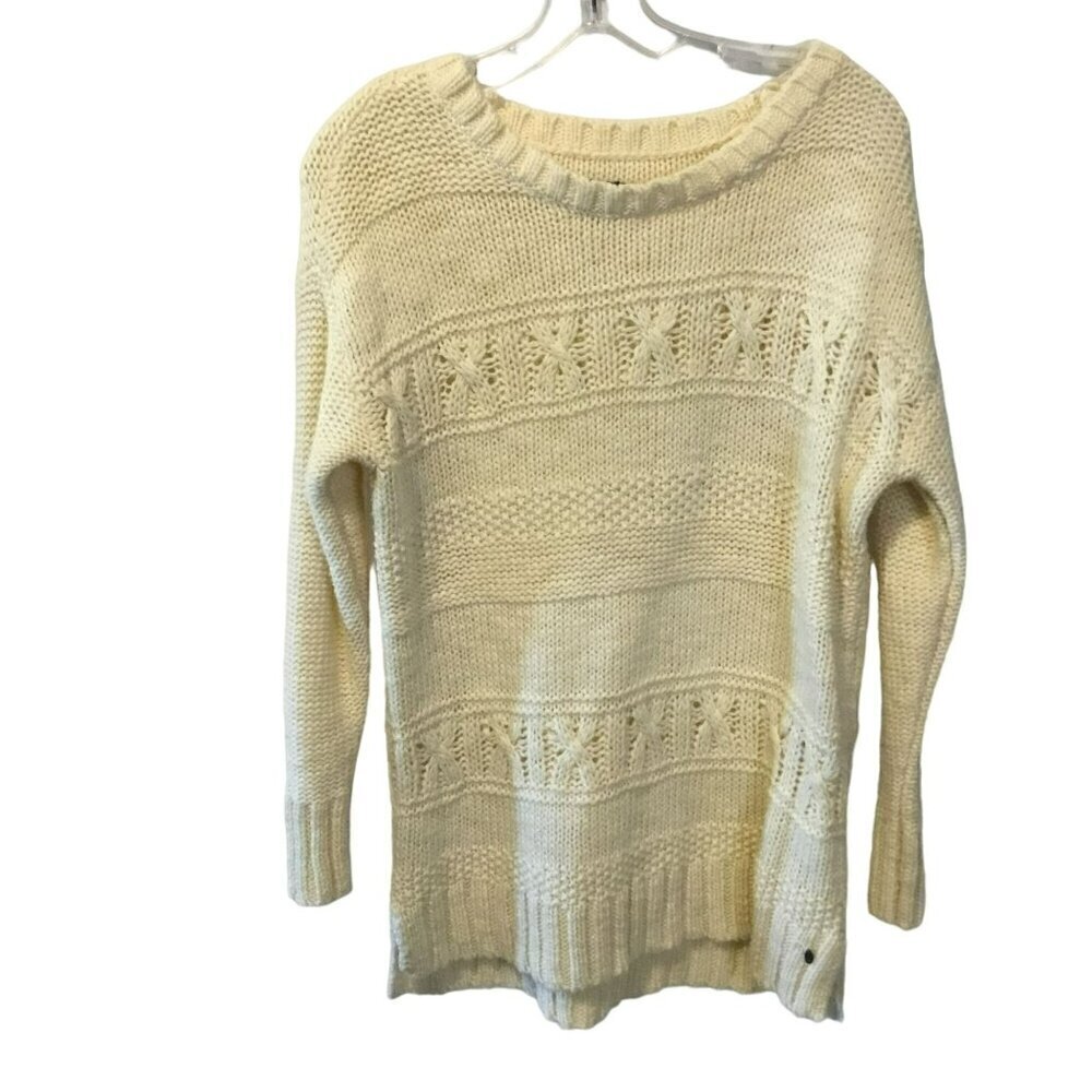 American Eagle Outfitters Fisherman Sweater Chunky Cable Knit Long Ivory Medium